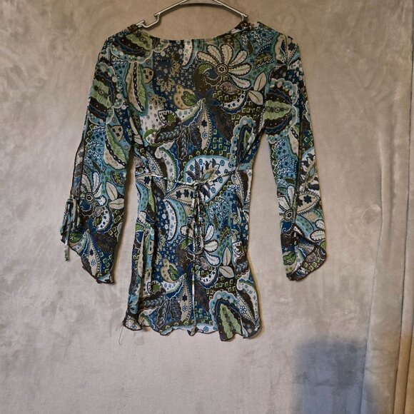 Vintage Y2K Babydoll Spaghetti Straps Grunge 1990s Style Wrap Floral Blouse Sz S - Picture 4 of 10